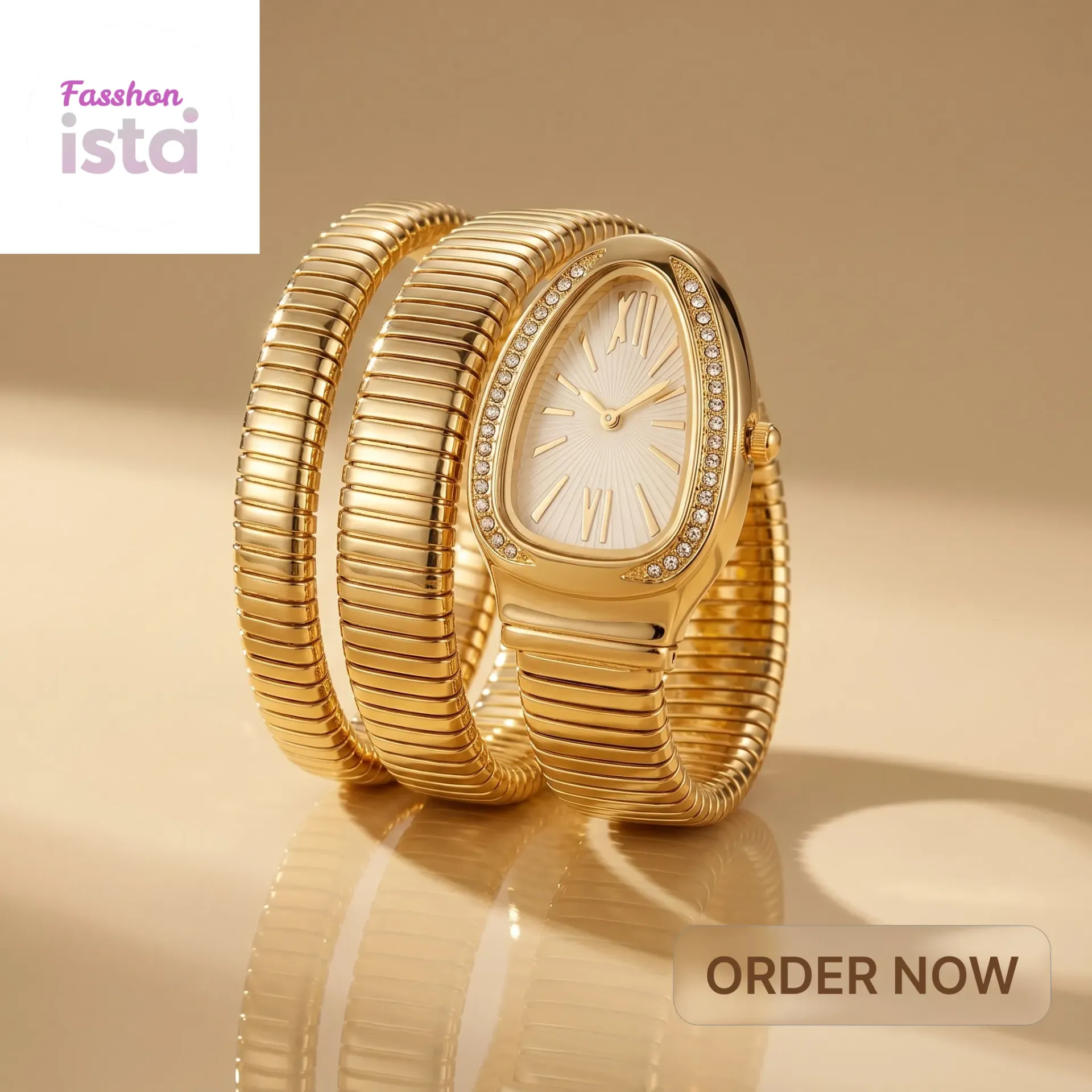 Vinea Crystal Snake Watch (Gold white)