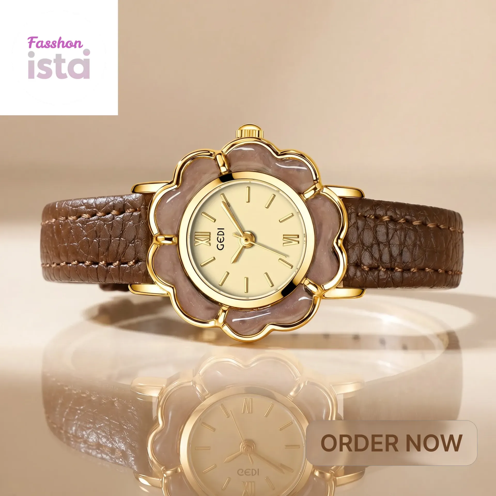 Gedi Flower Dial Leather